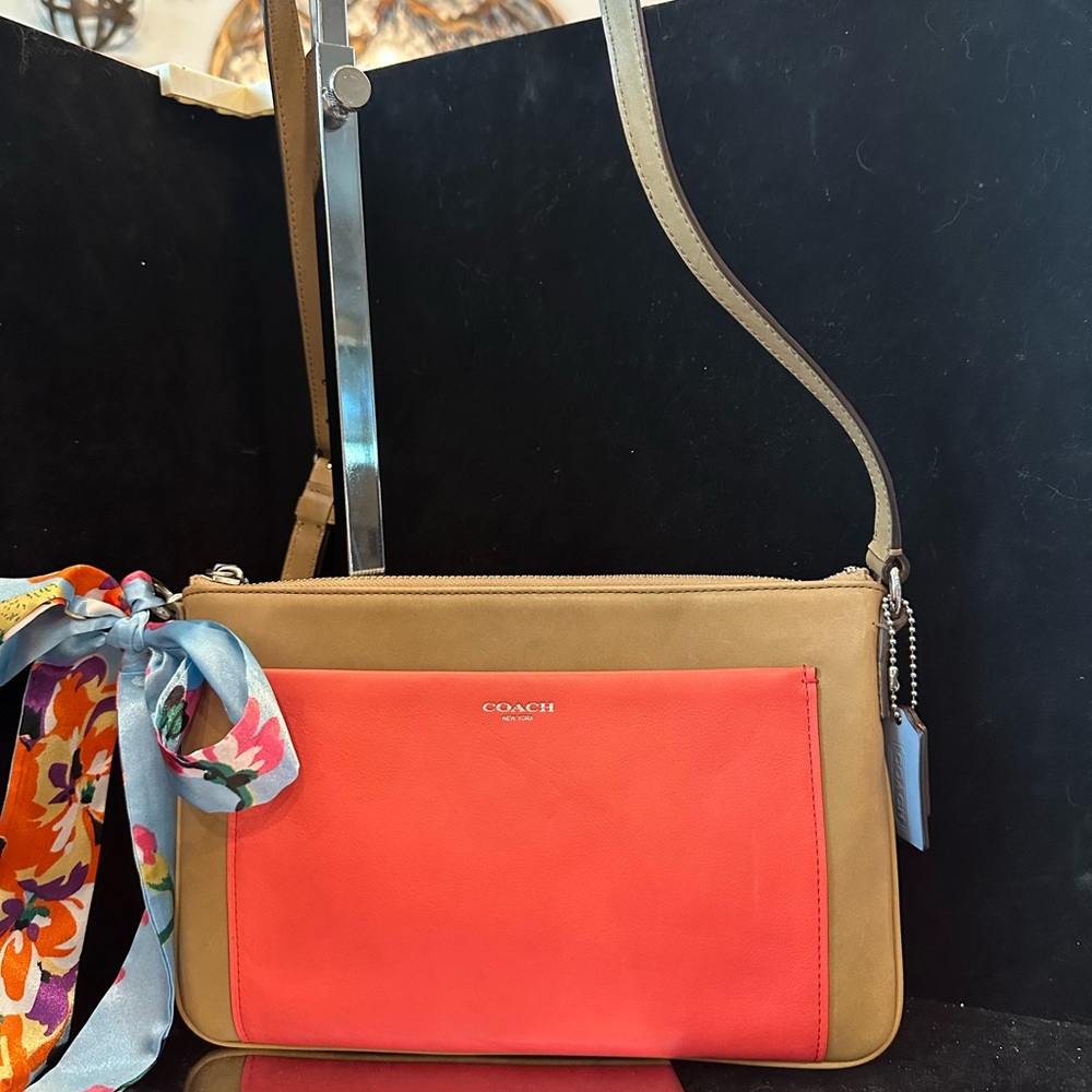 Coach Two-Tone Tan and Coral Pink Crossbody 2013-2014